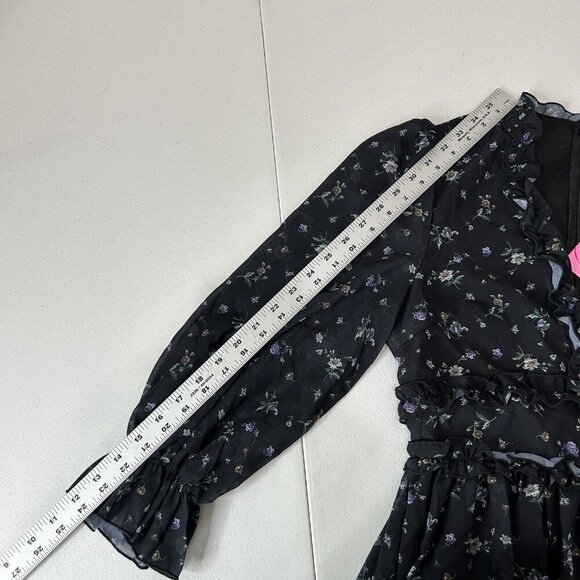 Southern Fried Chics Womens Dress Extra Small Black Ditsy Floral Fairy Feminine - Picture 6 of 16